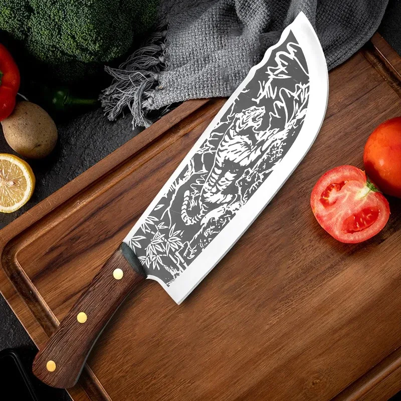 Meat Cleaver 8 inch Forged Kitchen Butcher Knife Stainless Steel Boning Peeling Cooking Knife Chef Slicing Cutter Fruit Knives