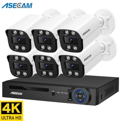 New 8MP Security Camera System Kit 4K Audio Microphone H.265 POE NVR AI Color Night Home Surveillance Camera Outdoor Xmeye Set