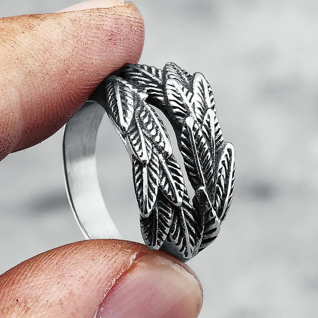 

Wheat Ears Ring Simple Leaf Realistic 316L Stainless Steel Men Rings Stylish for Friend Couple Jewelry Unique Gift Dropshipping