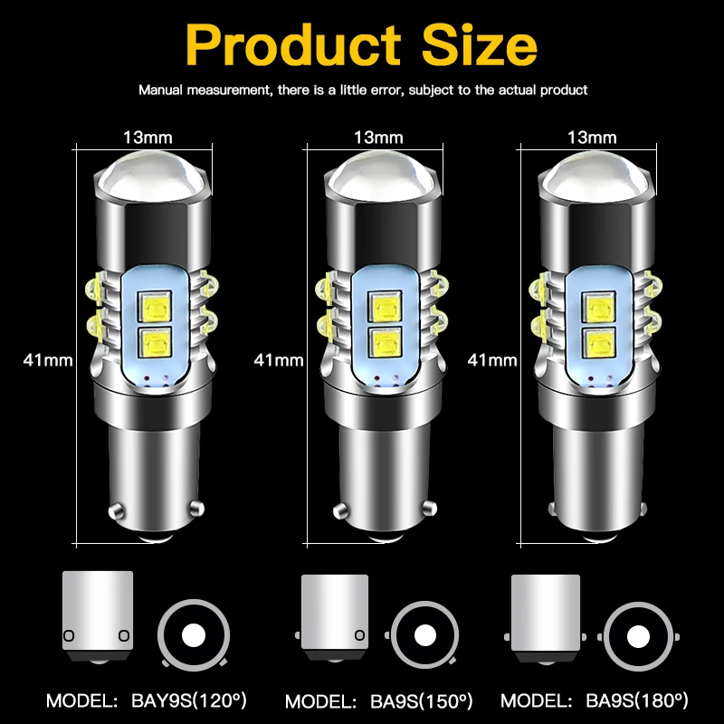 2pcs Led H21W BAY9s 120 degress Lens Led bulbs For Backup or Parking Lights or Indicator Turn Corner Lamp 12V white 6000k