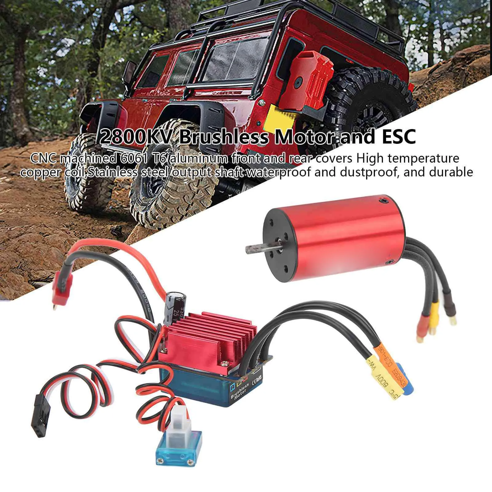 

Brushless Motor and ESC CNC Machining Multiple Red 2845 Brushless Motor and ESC Set Aluminum Alloy for 1/12 RC Cars
