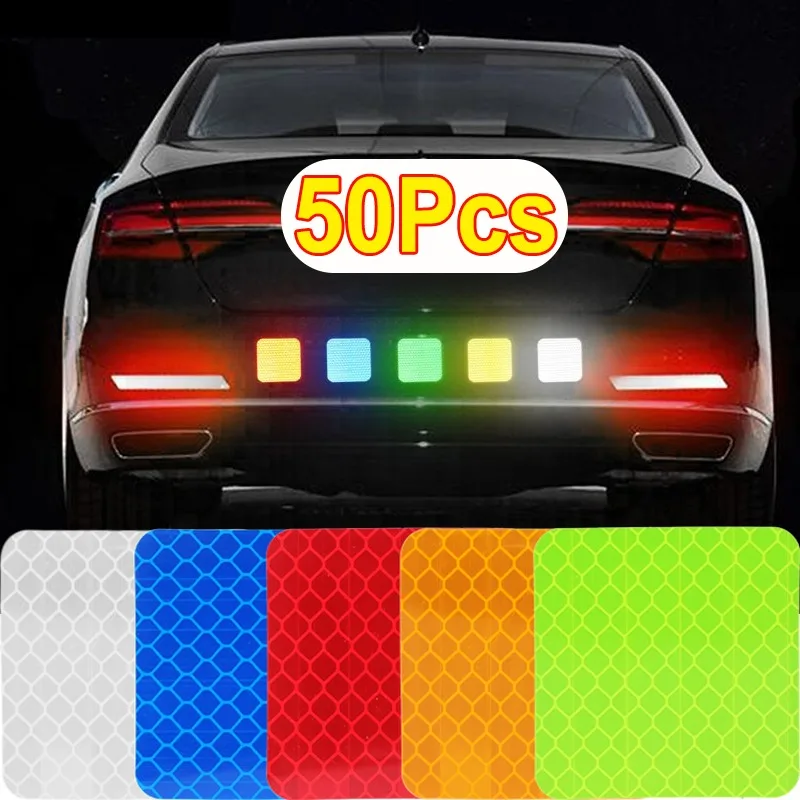 1-50Pcs Car Night Reflective Stickers Electric Car Motorcycle Helmet Stickers Safety Warning Stickers Cars Exterior Accessories