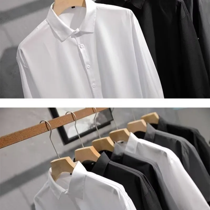 Solid Color Shirt Men Long-sleeved Korean Style Trendy Casual Cardigan Spring and Summer Droop Top