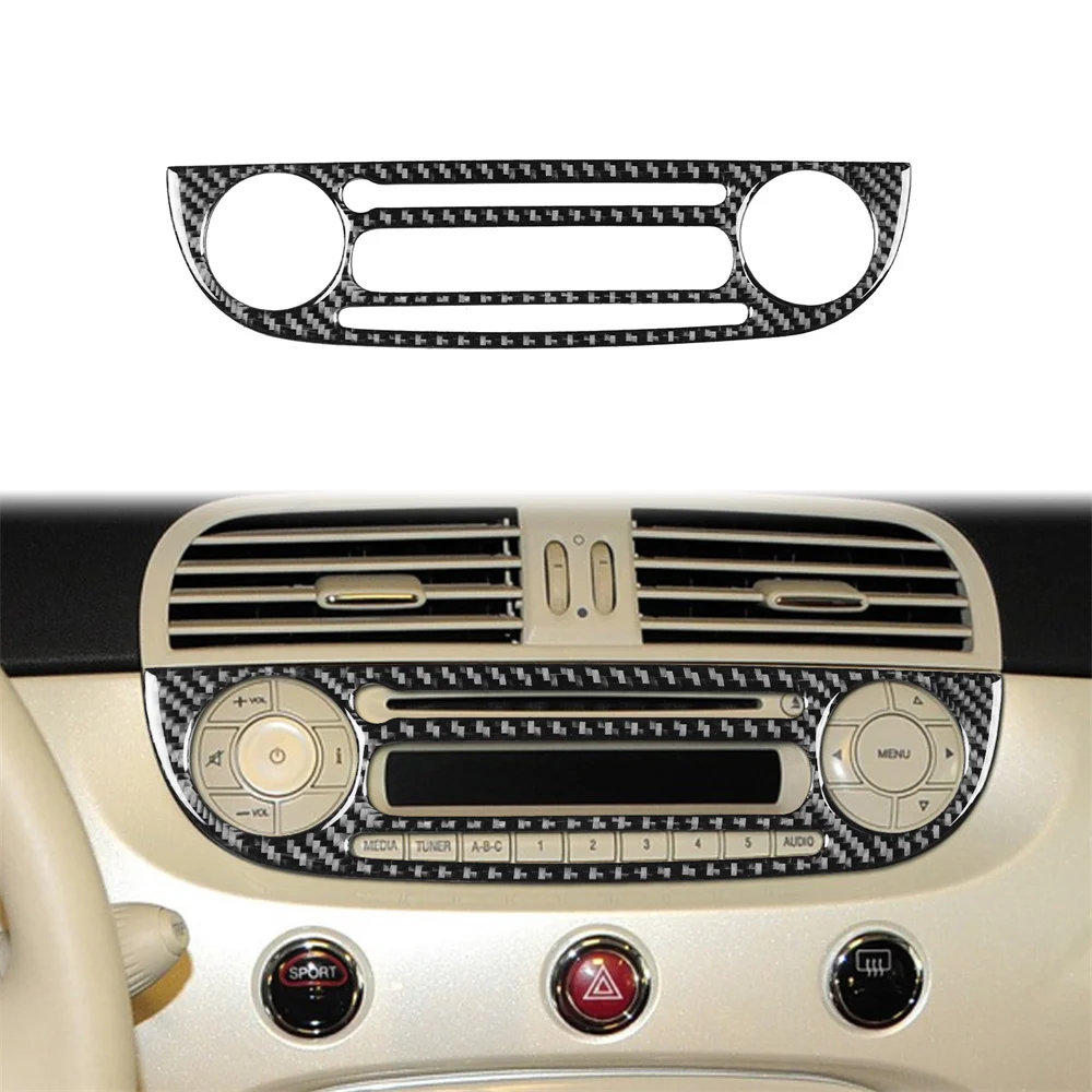 

For Fiat 500 12-15 Radio Panel Carbon Fiber Trim Sticker Clever Design, Easy To Use Fine Workmanship Long Service Life Practical