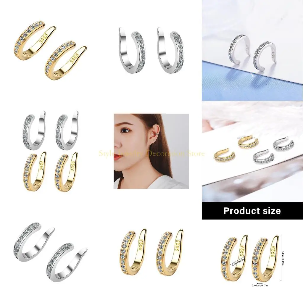 

D46E Элегантный клип на ушную манжету с кристаллом акцент удобный медь без пронзительных ювелирных изделий для женщин