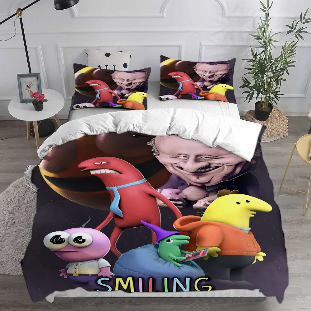Exquisite 3D Smiling Friends Wallpaper Anime Digital Printing Bedding Set Duvet Cover Comforter Bed Youth Kids Girl Boys Gift