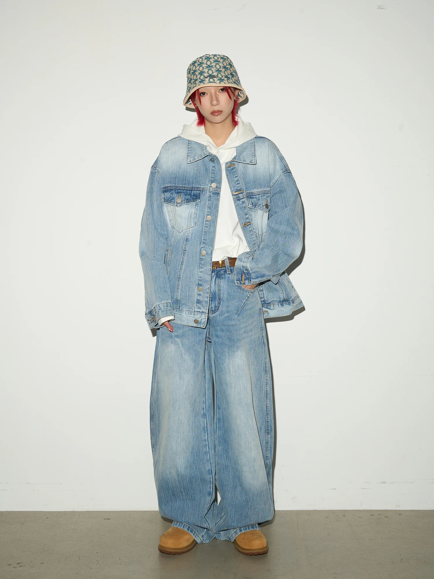 MICHINNYON Heavyweight Bamboo American Retro Streetwear Denim Jacket And Knife Jeans Set Unisex Cotton Rayon Blend Regular Fit
