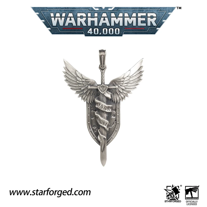 Starforged Lion El'jonson Warhammer 40K Dark Angels Necklace Men's Space Marines Pendant Sterling Silver Christmas Gift