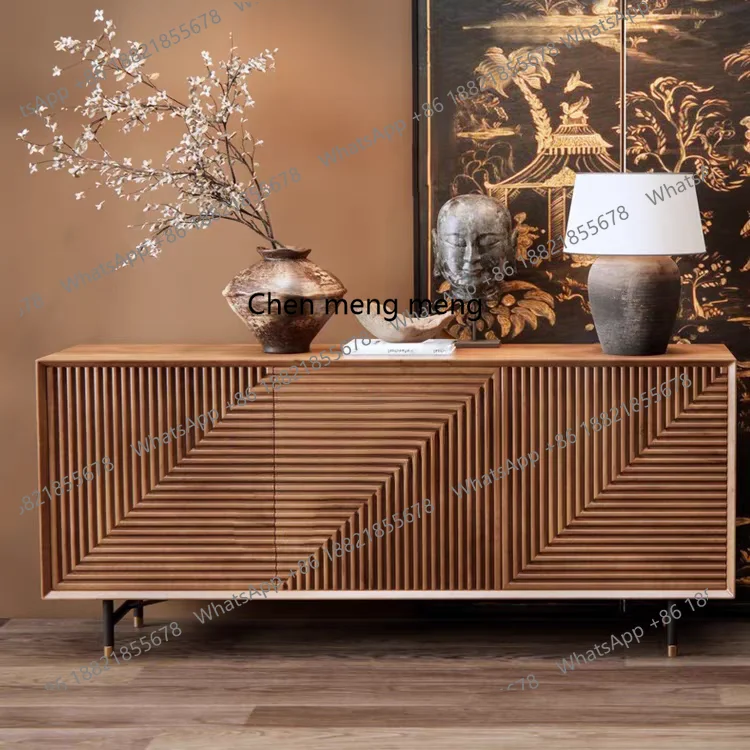 

Solid wood, retro dining side cabinet, minimalist storage, living room entrance cabinet