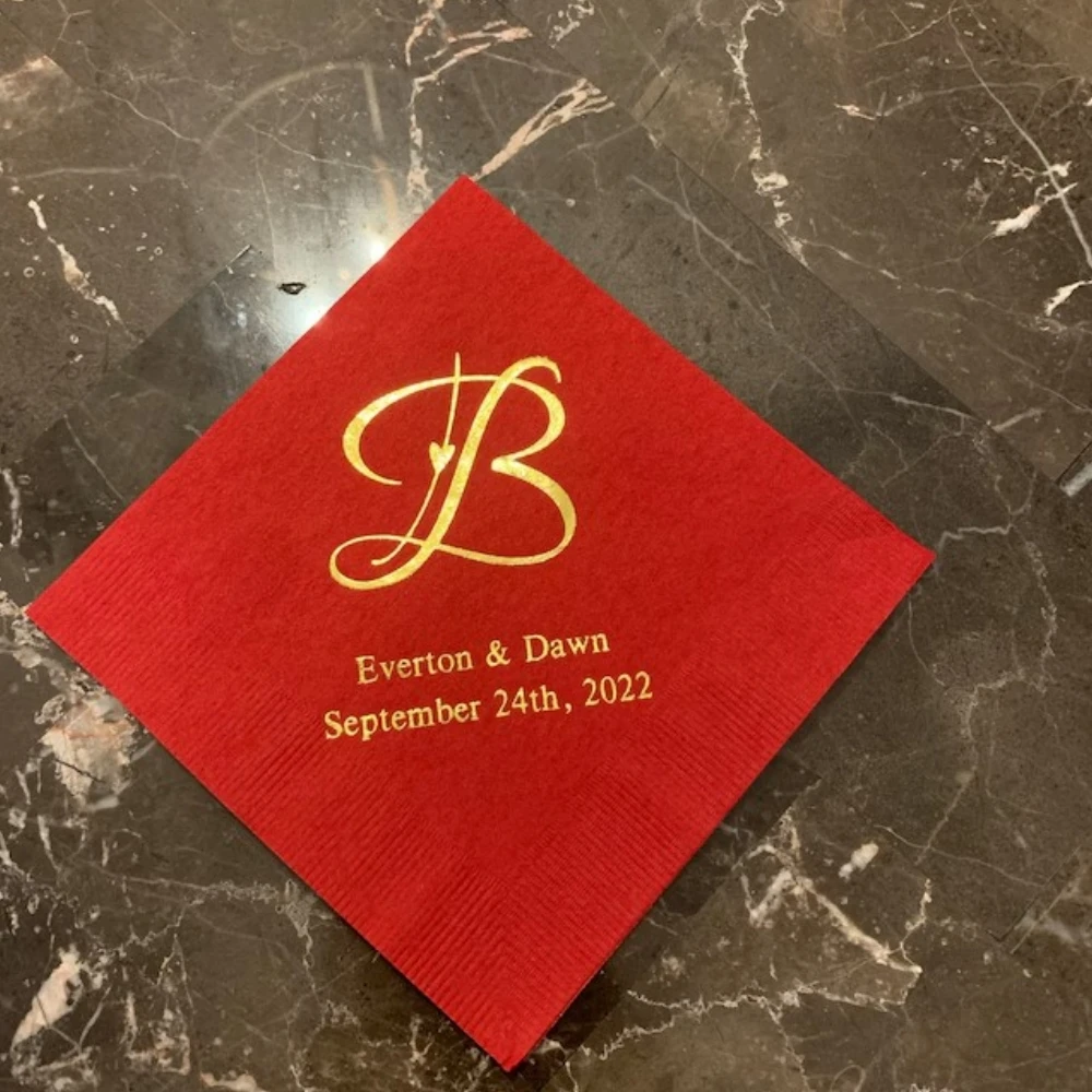 

Custom Initial Personalized Napkins,Engagement Party,Anniversary, Bridal Shower,Cocktail Beverage,50Pcs