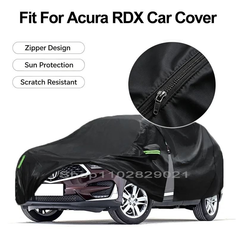 Zipper Door Waterproof Car Cover For Acura RDX Windproof Dustproof UV Protection All Weather Auto Protector