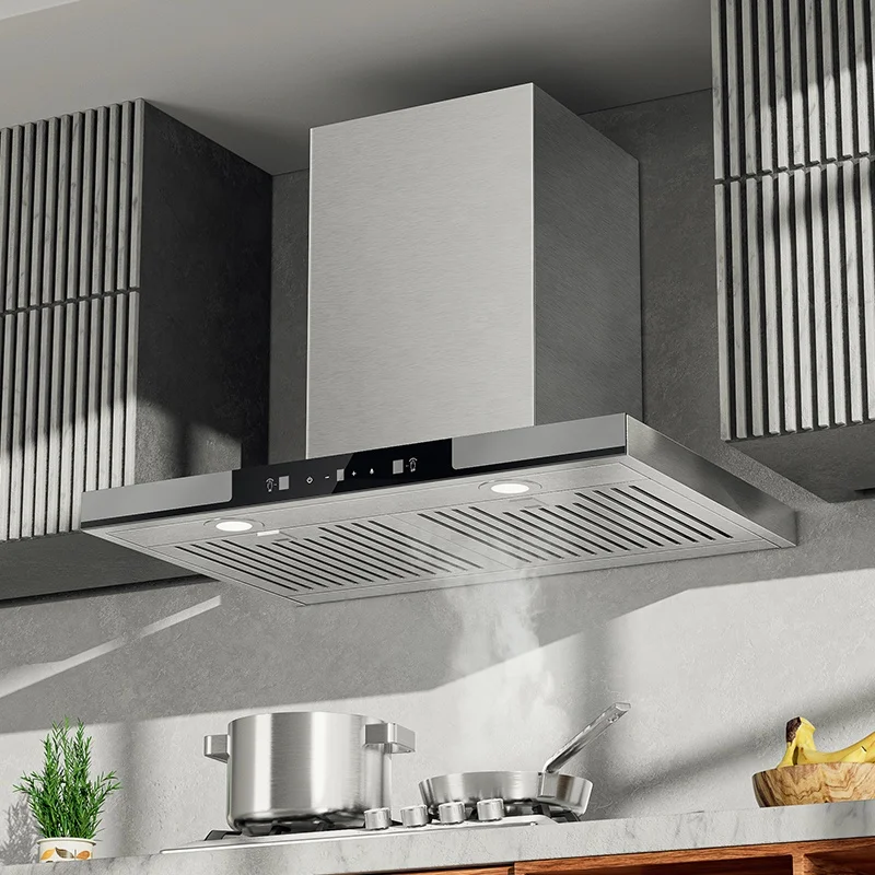 家庭用キッチン家電レンジフード電気調理器フードステンレス鋼プッシュコントロールT字型レンジフード