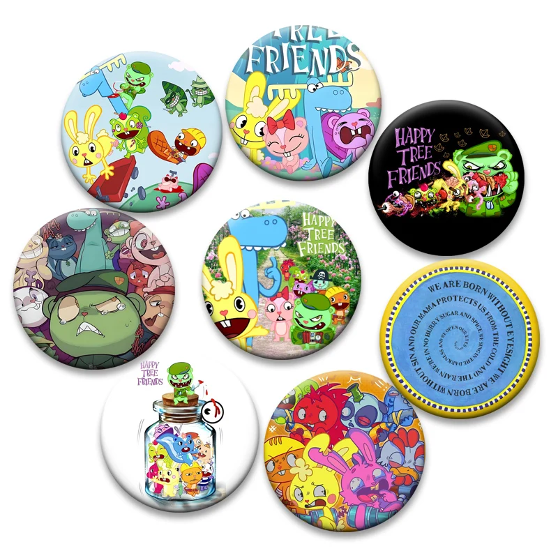 Happy Tree Friends Anime Pins Cute Cartoon Badge Flippy,Lumpy,Cuddles,Flaky,Petunia Brooches for Backpack Accessorys Gifts