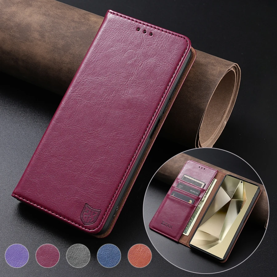 Wallet Skin Friendly Card Slot Magnetic Flip Leather Case For Samsung Galaxy S24 Ultra S23 Ultra S23 FE S22 S21 FE S10e S10 Plus