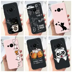 For Funda Xiaomi Redmi A3 Mi A3 Case Black Cat Moon Night Fashion Coque Matte Silicone Soft Cover For MiA3 RedmiA3 A 3 Bumper
