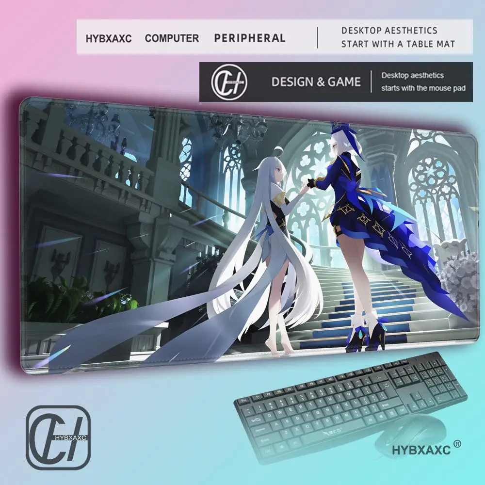 HYBXAXC HD New Pretty Genshin Impact Furina Anime Mousepad Game  Kawaii Girl Desk Mat Keyboard Mouse Pad Laptop Mice Mat Carpet