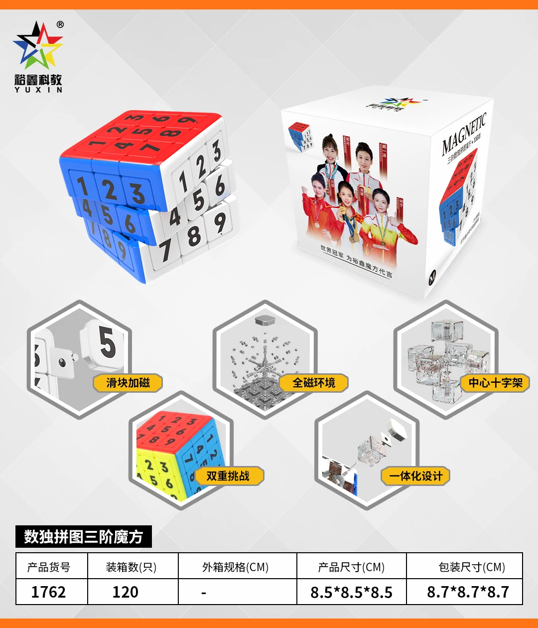 YuXin 3x3x3 rompecabezas Digital Cubo magnético divertido Cubo de números de velocidad rompecabezas profesional juguetes niños regalo Cubo mágico