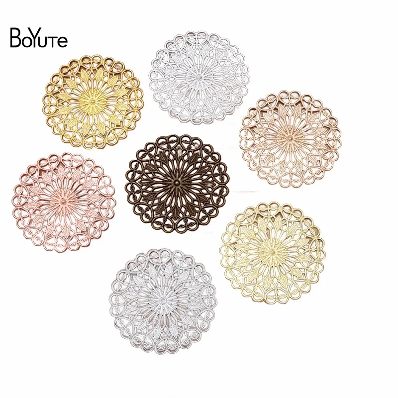 

BoYuTe (50 Pieces/Lot) 36MM Metal Brass Filigree Flower Materials Vintage DIY Jewelry Making Accessories