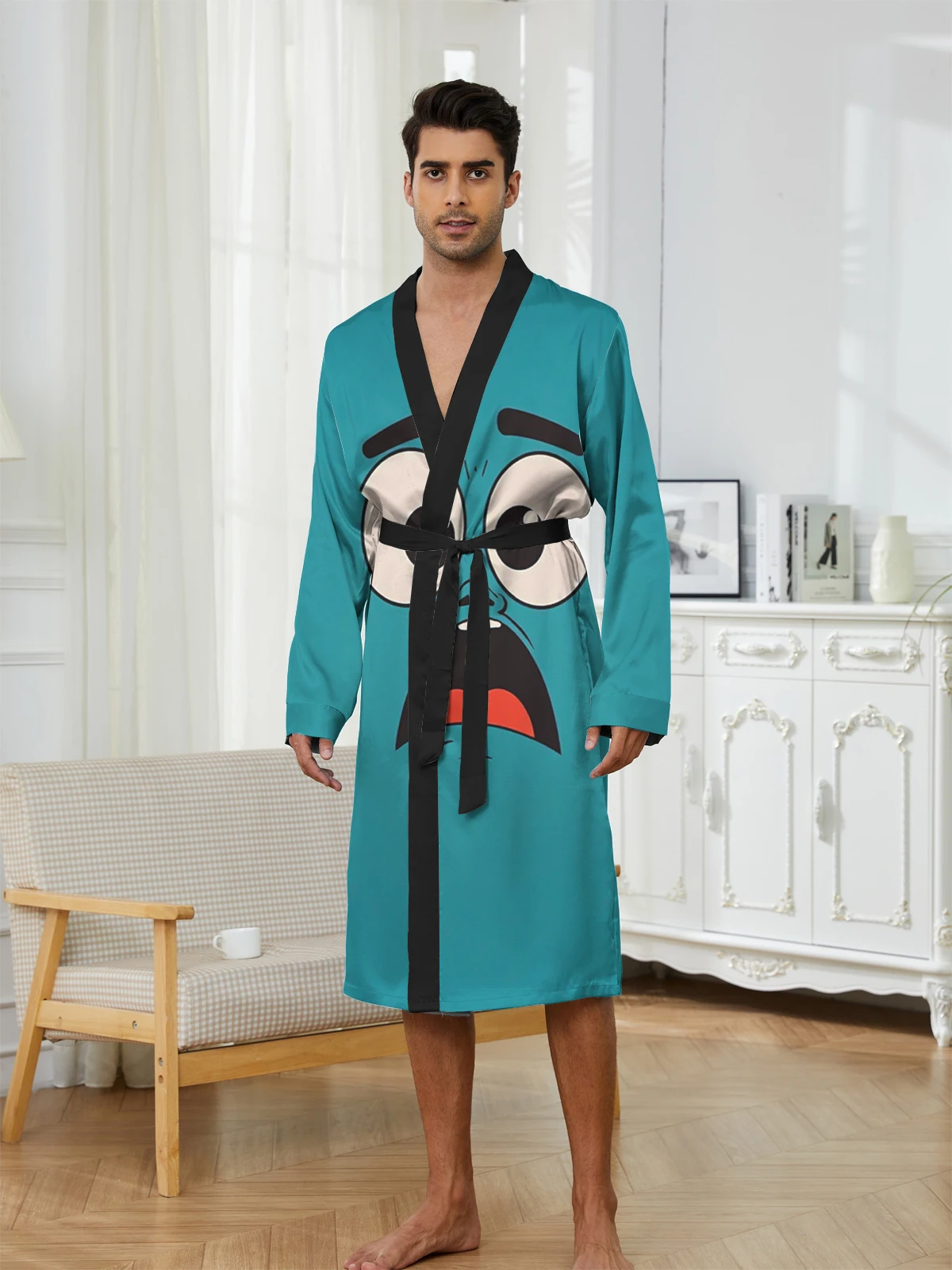 1pcs Men's Robes 2026 Spring/Summer 3D Printed Funny pajamas Breathable Bathrobe Sleepwear Robes Shower robe Graphic