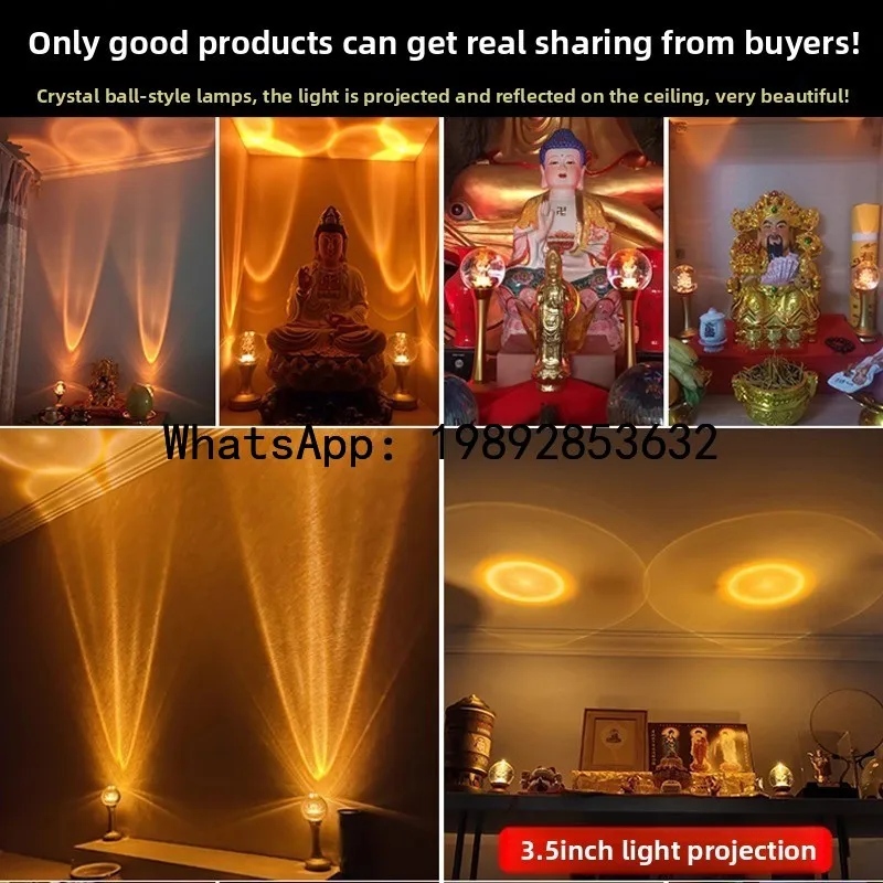 CZ Crystal Lotus Ornament Bodhisattva God of Wealth Eternal Light Rechargeable Buddha Front Ornament