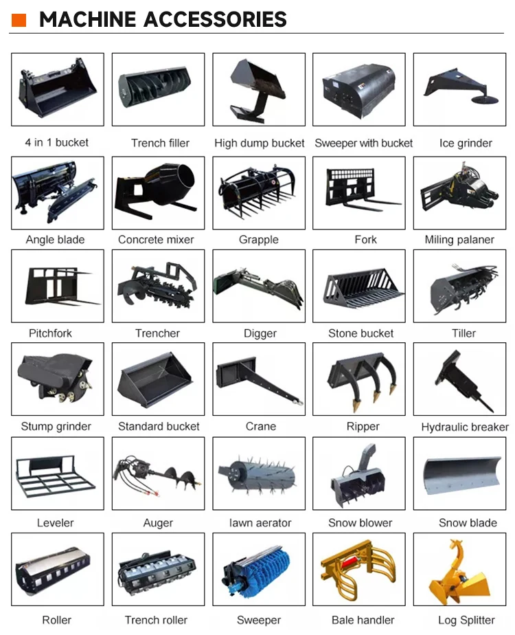 Kostenloser Versand Mini-Kompaktlader Euro 5 CE EPA Hydraulischer Raupenkompaktlader Multifunktionaler Landwirtschafts-Kompaktlader – Detail 6