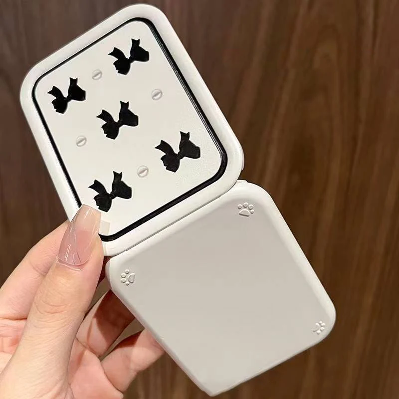 Bowknot flip-top dobrável espelho de maquiagem portátil espelho de bolso feminino retângulo cosméticos compõem espelho com pente