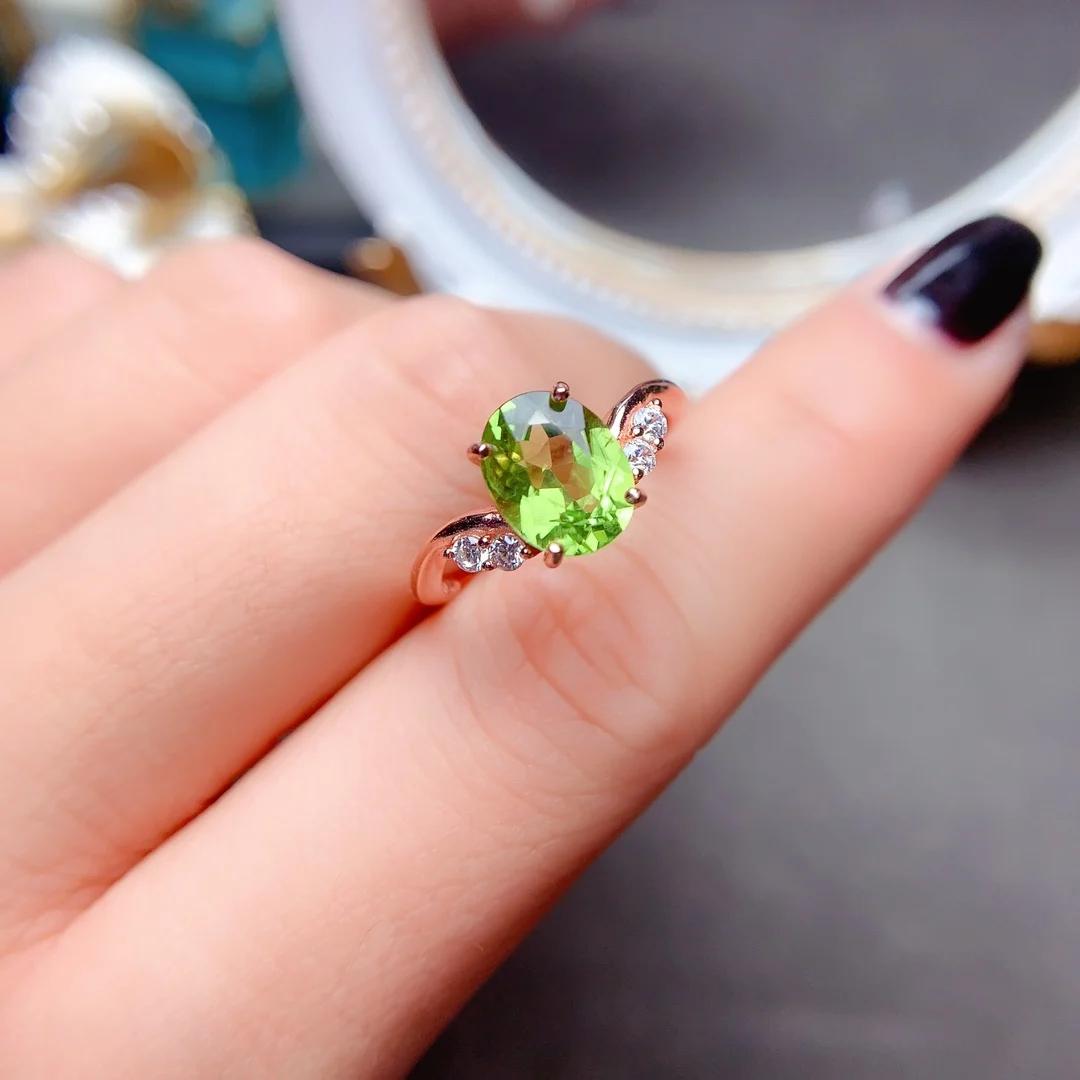 Sterling Silver 925 Women's Natural Peridot Engagement Ring Grandmother Green Free Shipping Jewelry Original Date Boutique