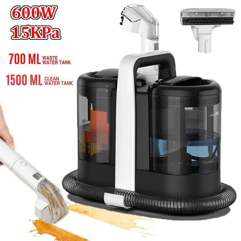 600W 15KPA Tragbarer Teppichreiniger Handstaubsauger mit Sprühfunktion Integrierte Reinigungsmaschine für Sofa Tierhaare Staubsauger
