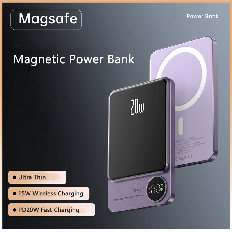 

10000mAh Magsafe Power Bank Magnetic Wireless Charger for iPhone Samsung Xiaomi Portable Charger 22.5W Fast Charging Powerbank