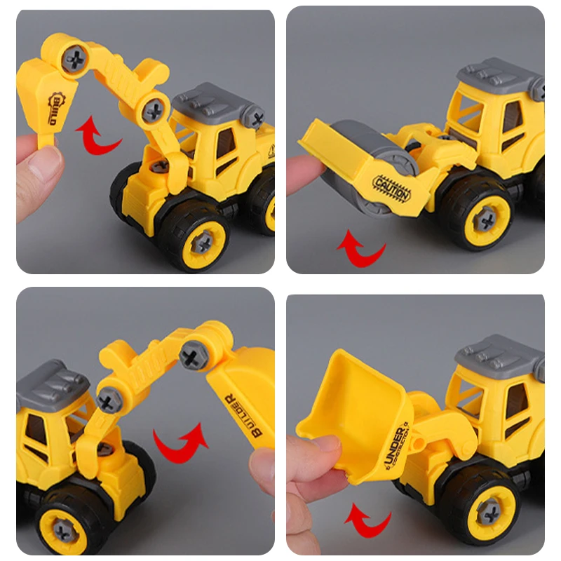 8pcs Engineering Vehicle Toys for Kids DIY Nut Excavator Tractor Bulldozer Fire Truck Models Kids Toy Car Toys for Boys Gifts