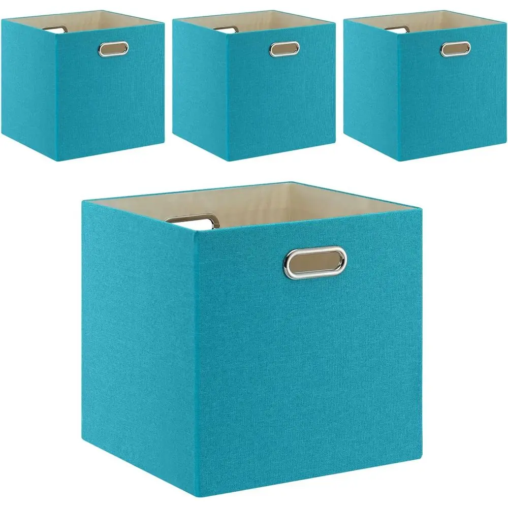 

Складные льняные коробки-органайзеры для хранения 13×13 с ручками, набор из 4 больших вместительных корзин для организации пространства в шкафу или на полках