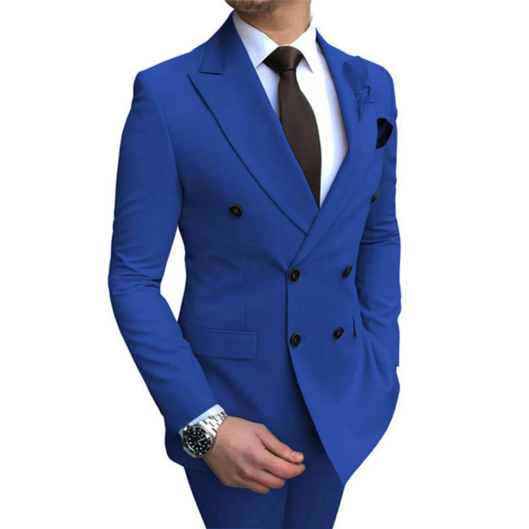 Formal Suit Men Slim Fit Men\'s Suit Set Double-Breasted Business Suits Evening Parties Prom Weddings Dances Jacket Pants 2PieceS