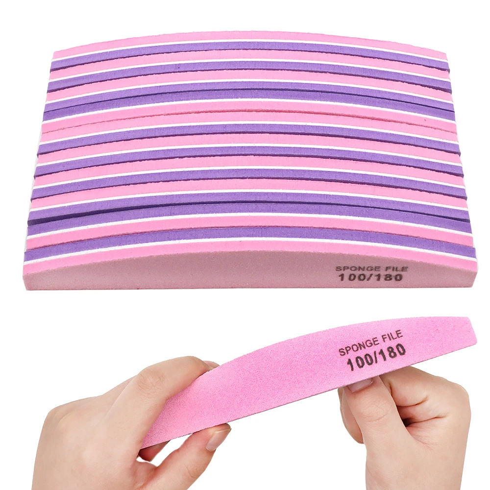 25개입 이중 색상 스펀지 네일 파일 버퍼 스트립 네일 용품 페디큐어 매니큐어 도구 광택 샌딩 파일 네일 액세서리