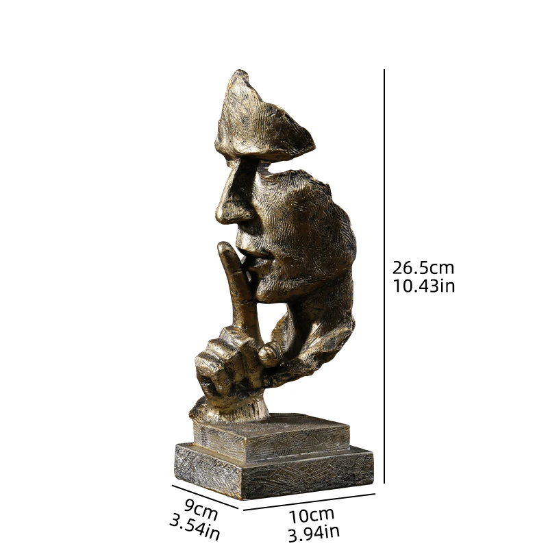 نحت حرفي من الراتنج "الصمت الذهبي" من الشمال، قطعة زخرفية إبداعية للمنزل وغرفة النوم وغرفة المعيشة والمكتب #6