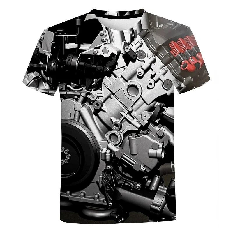 3D Engine Mechanical Print T Shirt Men Fashion Harajuku Style T Shirt Men Kids Summer Streetwear Casual Short Sleeve Tee Tops image 5