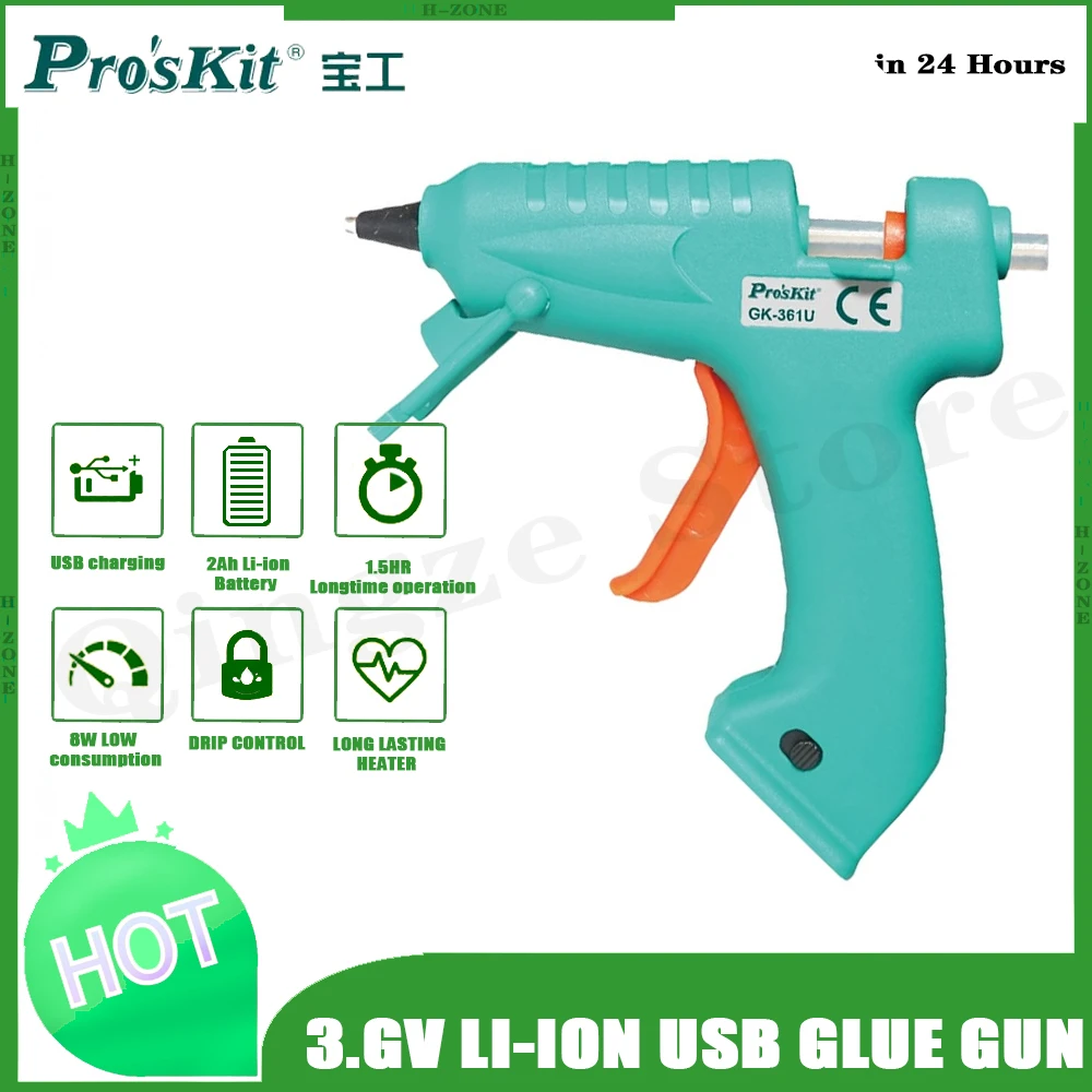 

Pro'sKit 3.6V 2000mAh 8W USB Li-ion DIY Hot Melt Glue Gun Glue Sticks for Home DIY and Maker