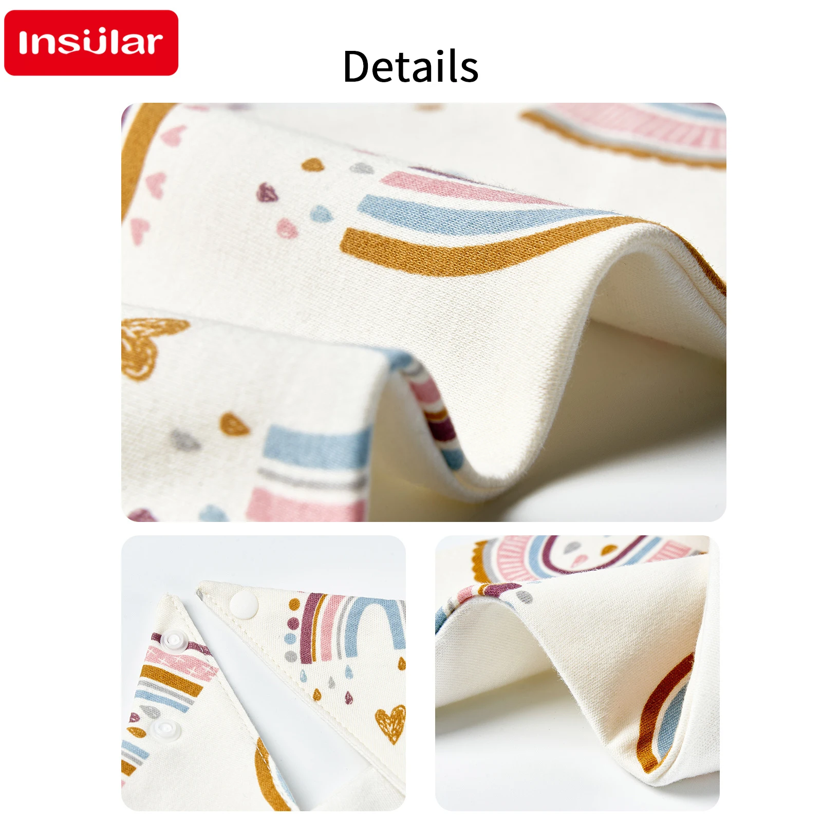 INSULAR Triangle Baby Bibs 4 Pcs/set, 100% Cotton Waterproof Saliva Towel Skin-friendly Infant Burp Cloth Spit Milk Towel