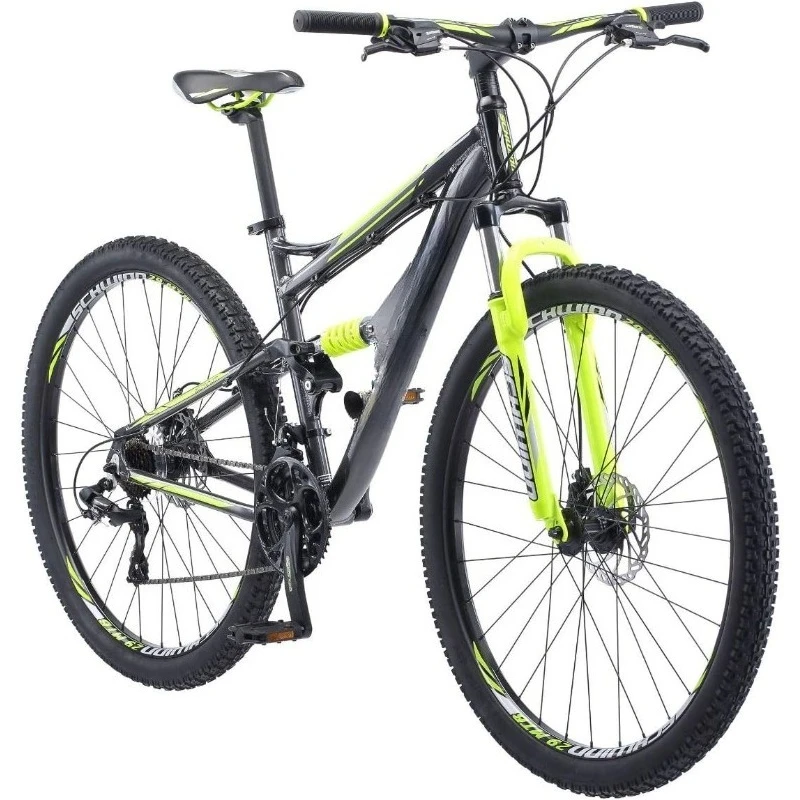 

Traxion Mountain Bike for Adult Men Women, 29-Inch Wheels, Full Suspension, 24-Speed Shimano Drivetrain, Trigger Shifter
