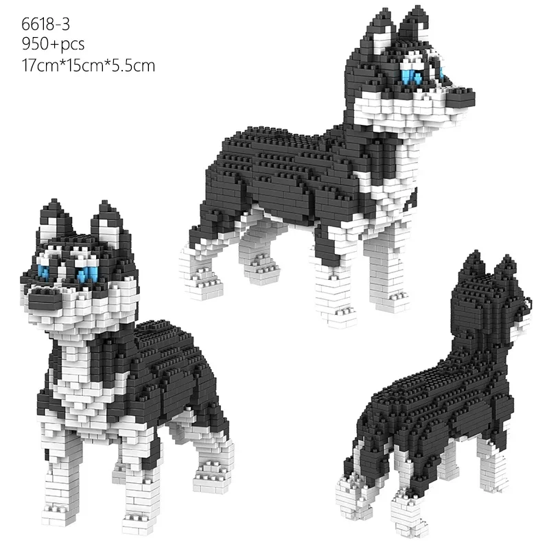 สัตว์น่ารักสุนัข Micro Diamond Building Block น่ารักลูกสุนัข Corgi Husky Schnauzer Dachshund Collie Poodle Nanobricks ของเล่น