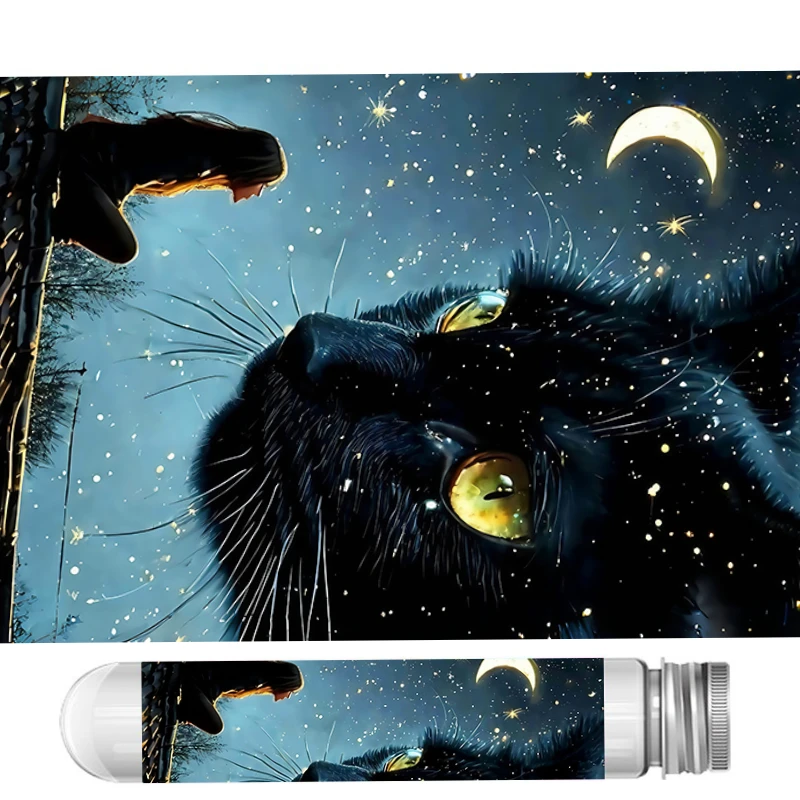 Mini Test Tube Jigsaw Puzzle Staring Girl and Cat Difficult Jigsaw Puzzle for Adult Decompression Toys Game Family