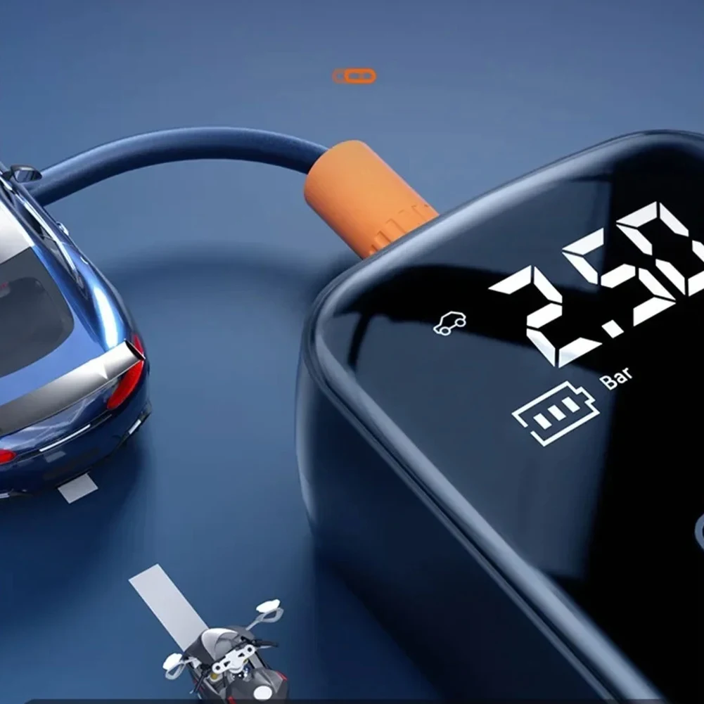 

Портативный беспроводной компрессор для накачивания шин 150 PSI, простой в использовании, для мотоциклов, велосипедов и автомобилей.