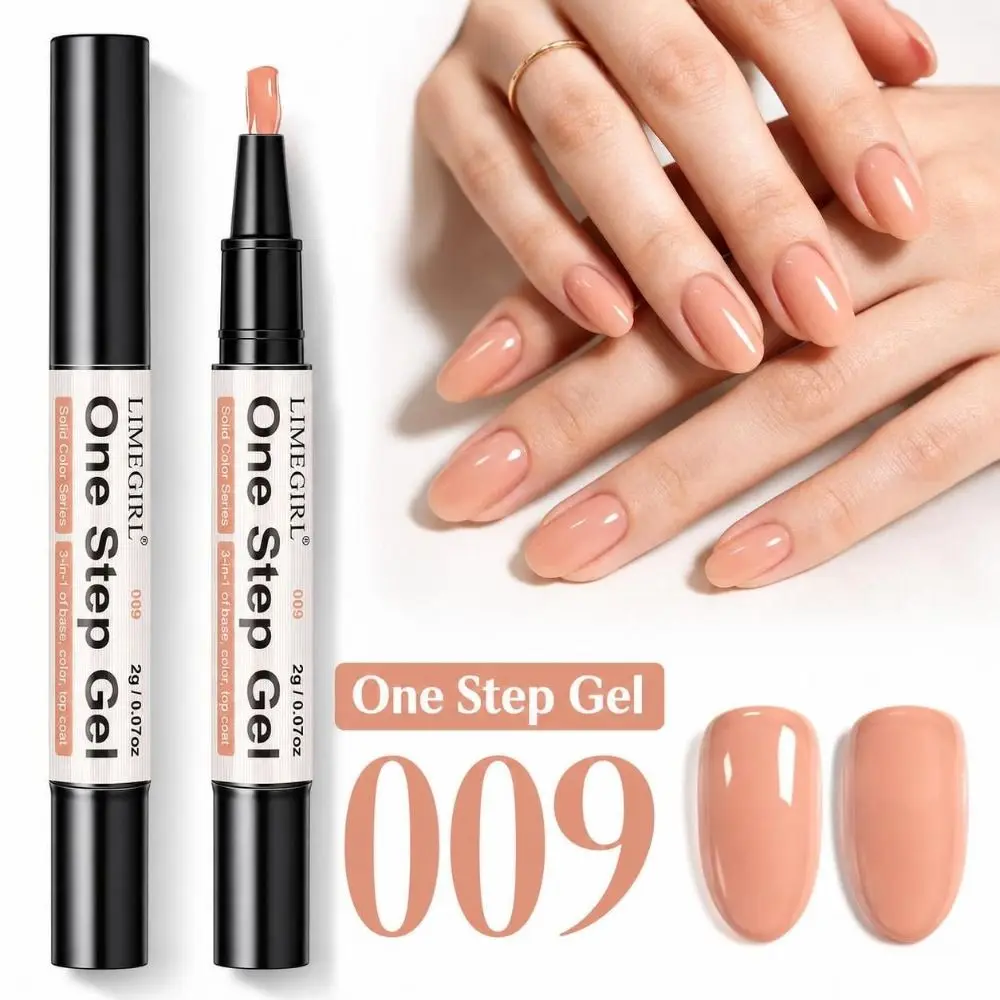 DIY Quick-Curing One Step Nail Gel Glossy 3-in-1 Gel Nail Varnish Soak-Off Solid-Color UV Nail Gel Manicure Salon