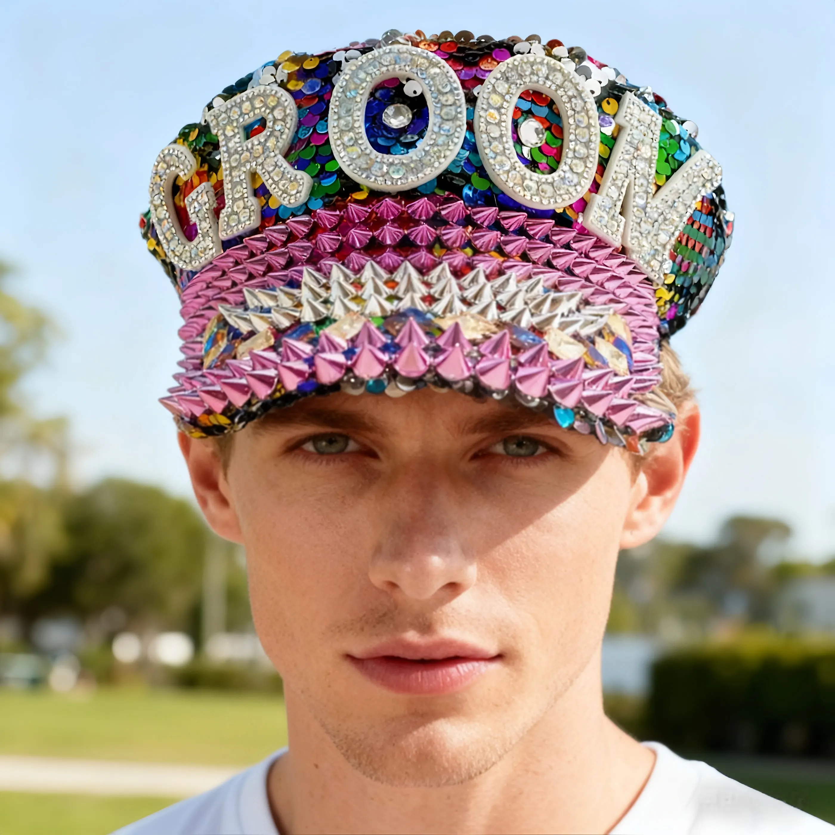 

Carnival Costume Hat Adult, Captain Hats Rhinestone for Burning Man Festival Woman, Cosplay Female Accessories