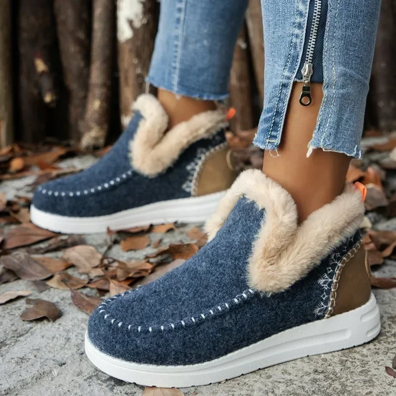 2024 New Women\'s Winter Snow Boots Plus Velvet and Thickened Warm Platform Short Boots Outdoor Cotton Shoes Ankle Boots