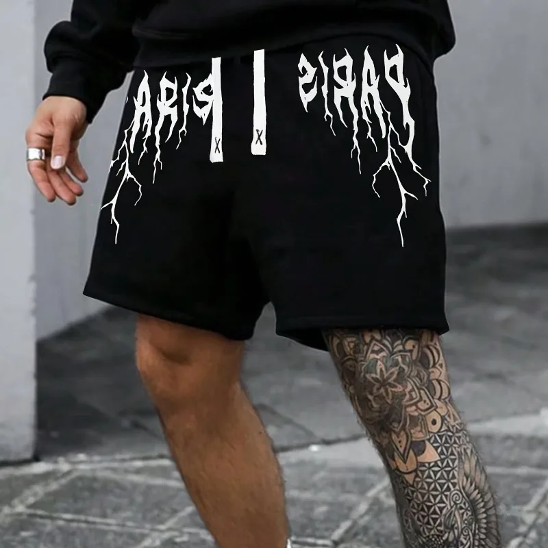 

Мужские шорты с принтом в виде молнии и завязками на талии