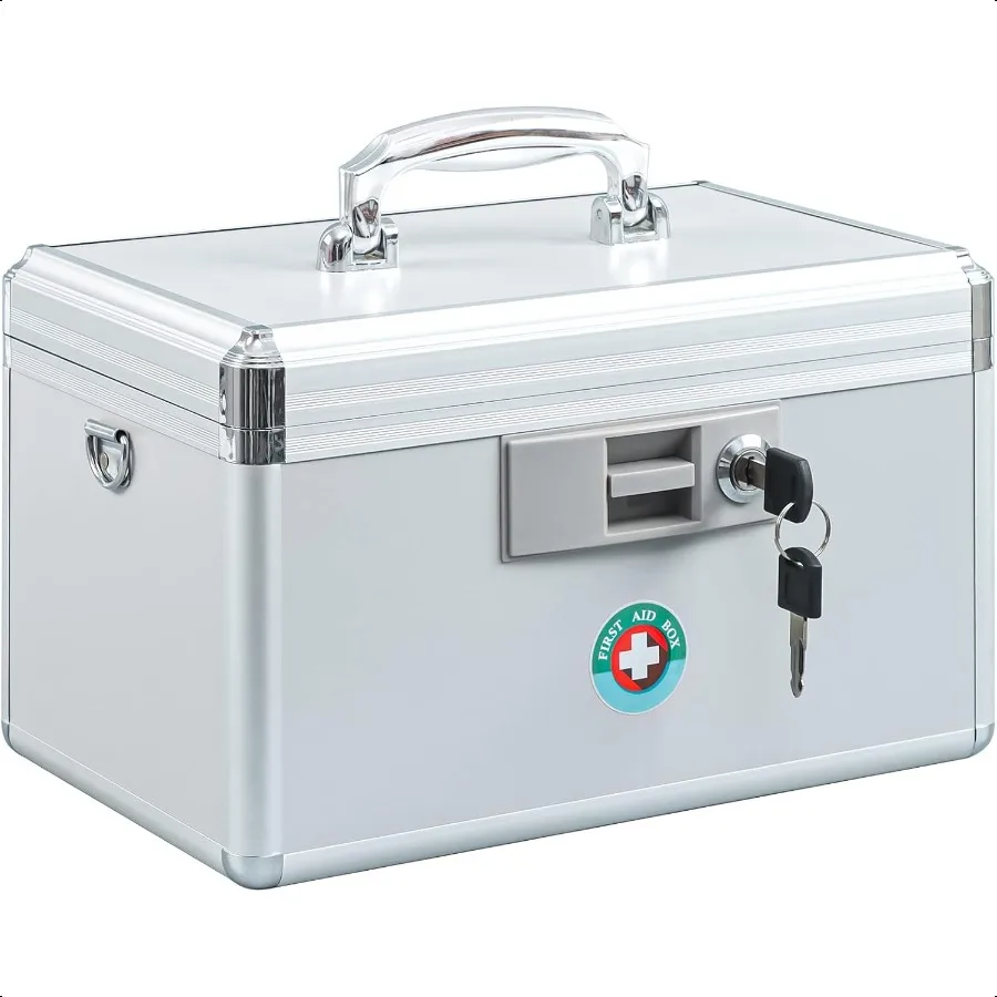 Caja de medicina con llave de bloqueo KYODOLED, caja de seguridad con llave de primeros auxilios con llave de bloqueo, caja de bloqueo de almacenamiento de medicamentos para uso de drogas de 12,2 ''x 7,8''