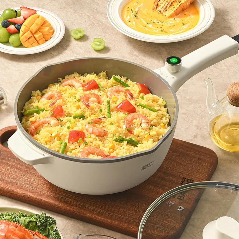 Electric frying pan electric cooking pot, multi-functional household steaming and cooking pan, 4L multi-purpose non-stick pan