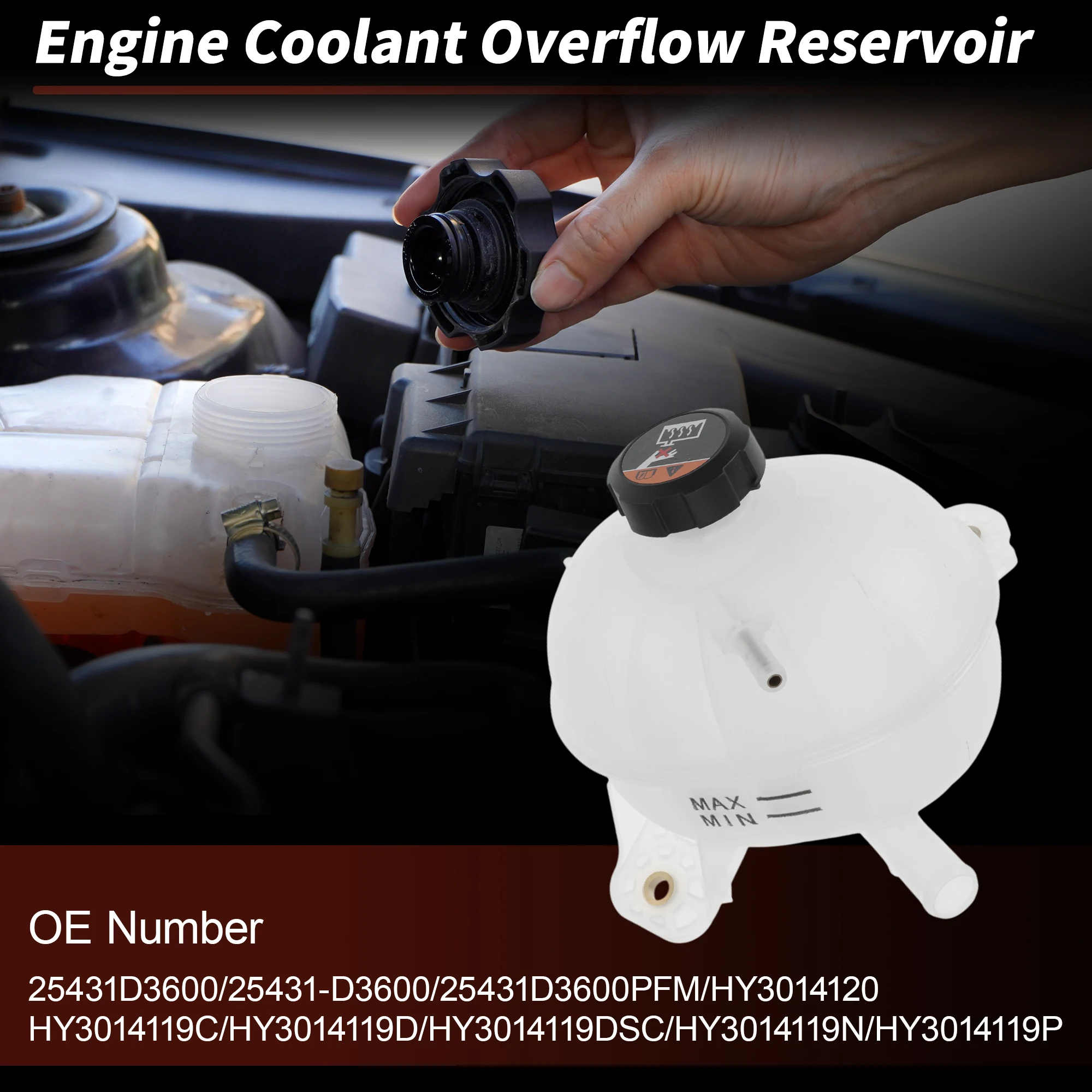 UXCELL Coolant Expansion Reservoir Tank with Cap for Hyundai Tucson 1.6L 2.0L Radiator Coolant Overflow Reservoir Recovery Tank