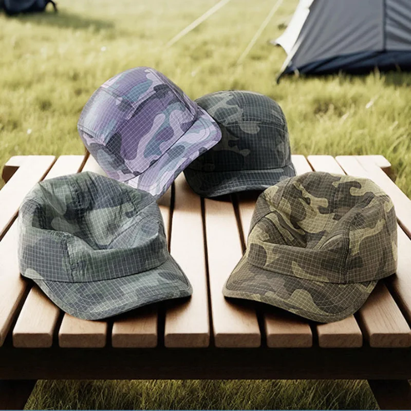 Sommerliche, leichte Baseballkappe mit Karomuster und Tarnmuster für Damen und Herren, ideal für Outdoor-Sportarten und als Sonnenschutz, Sport-Sonnenhut. – Detail 4