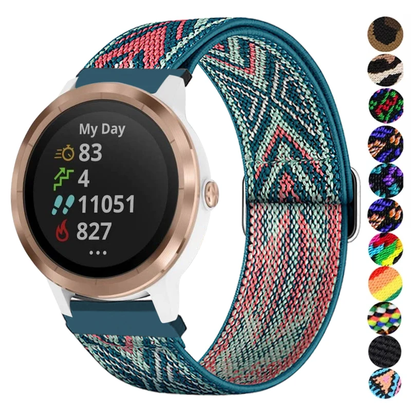 

20mm 22mm Nylon Strap For Garmin Venu 2 2s Vivoactive 3 4 Band SQ Forerunner 645 Elastic Loop Wristband Bracelet Fenix 6 5 Pro